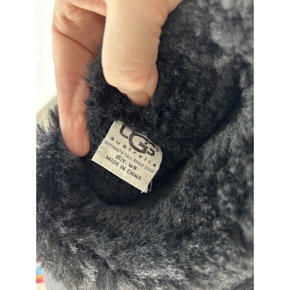 Ugg Ultimate Tall Braid 5340 Boots Size 5 Wide Black Suede Calf Height Sheepskin - Picture 14 of 15